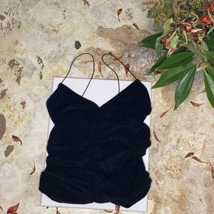 Black lurex spaghetti strap top